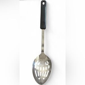 Ekco VTG Stainless Steel Slotted Spoon with Black Handle